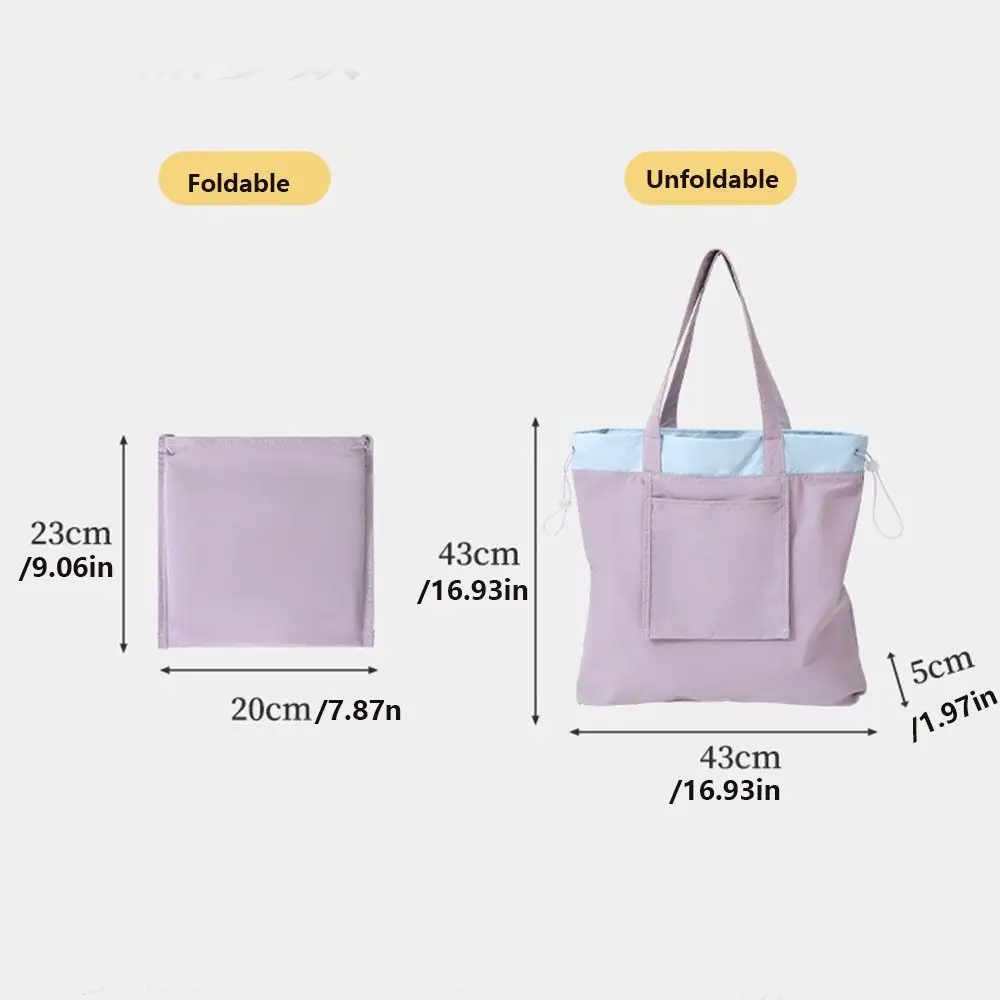 حقيبة تسوق محمولة قابلة لإعادة الاستخدام وقابلة للطي خفيفة الوزن مع رباط للسفر وحقيبة بقالة من النايلون المقاوم للماء للسفر