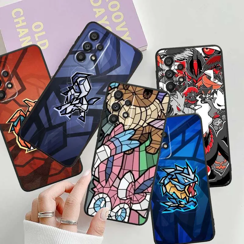 P-Poke M-Mons كارتون لسامسونج A41 A35 A34 A33 A32 A25 A24 A23 A21s A06 A05 A04 A03 نوت 10 20 الترا 5G غطاء أسود