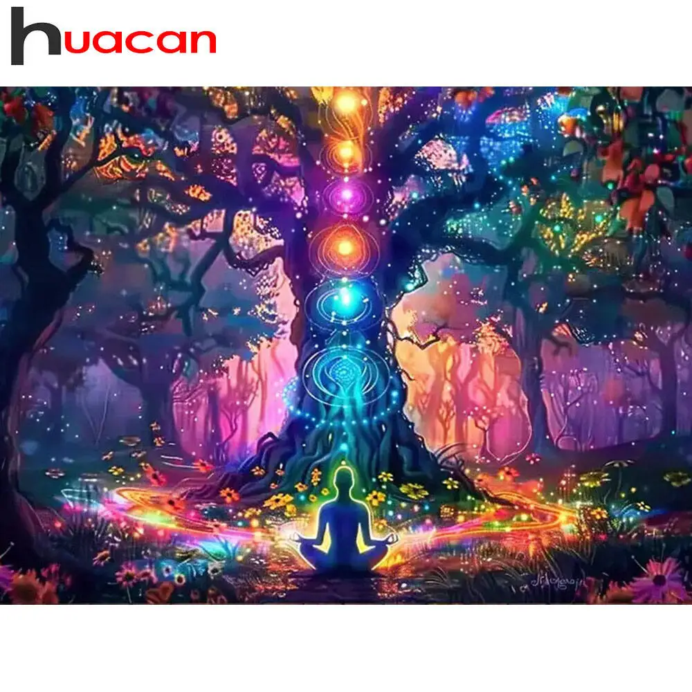 Huacan Diamantmalerei, Baumlandschaft, Diamantmosaik, Neu 2025, Bild von Strasssteinen