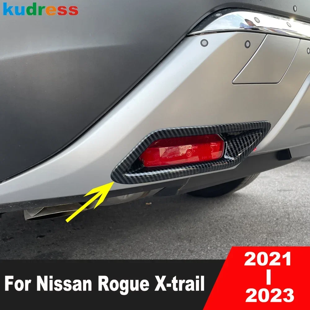 

Rear Fog Light Lamp Cover Trim For Nissan Rogue X-trail T33 2021 2022 2023 Carbon Fiber Car Tail Foglight Bezel Trim Accessories