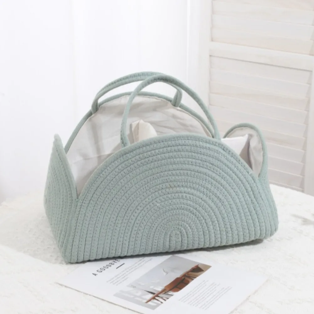 

Baby Items Multifunctional Baby Diaper Bag with Handle Large Capacity Woven Basket Folding Cotton Rope Diaper Organizer Women