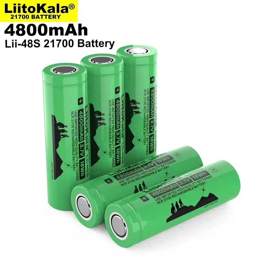 LiitoKala Lii-48S 3.7V 4800mAh 21700 Li-lon Rechargeable Battery 9.6A Power 2C Rate Discharge Ternary Lithium Batteries