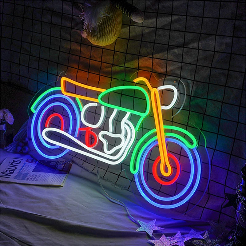 

Neon Sign Motorbike Led Neon Light with Dimmable Switch Gaming Motorcycle Neon Sign for Kids Game Room Halloween Decor Christmas