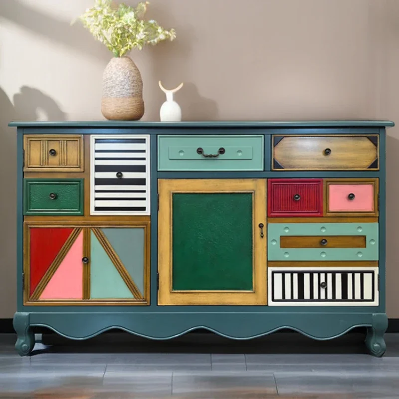 

Entrance European-Style Retro Distressed Household Partition Modern Simple Shoe Cabinet Small Apartment
