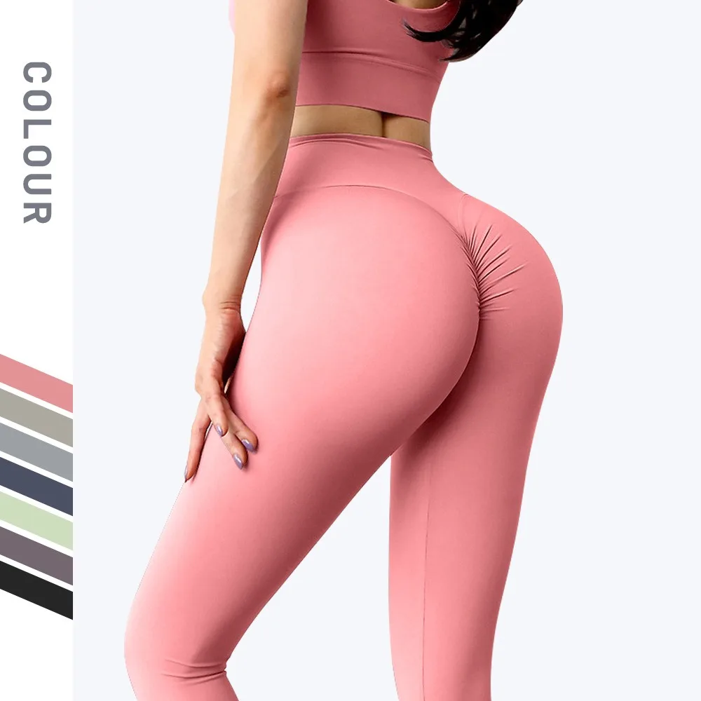 

New Seamless Nude Yoga Pants for Women in Europe and America, High Waist and Hip Lifting, Peach Hip Sports and Fitness Pants