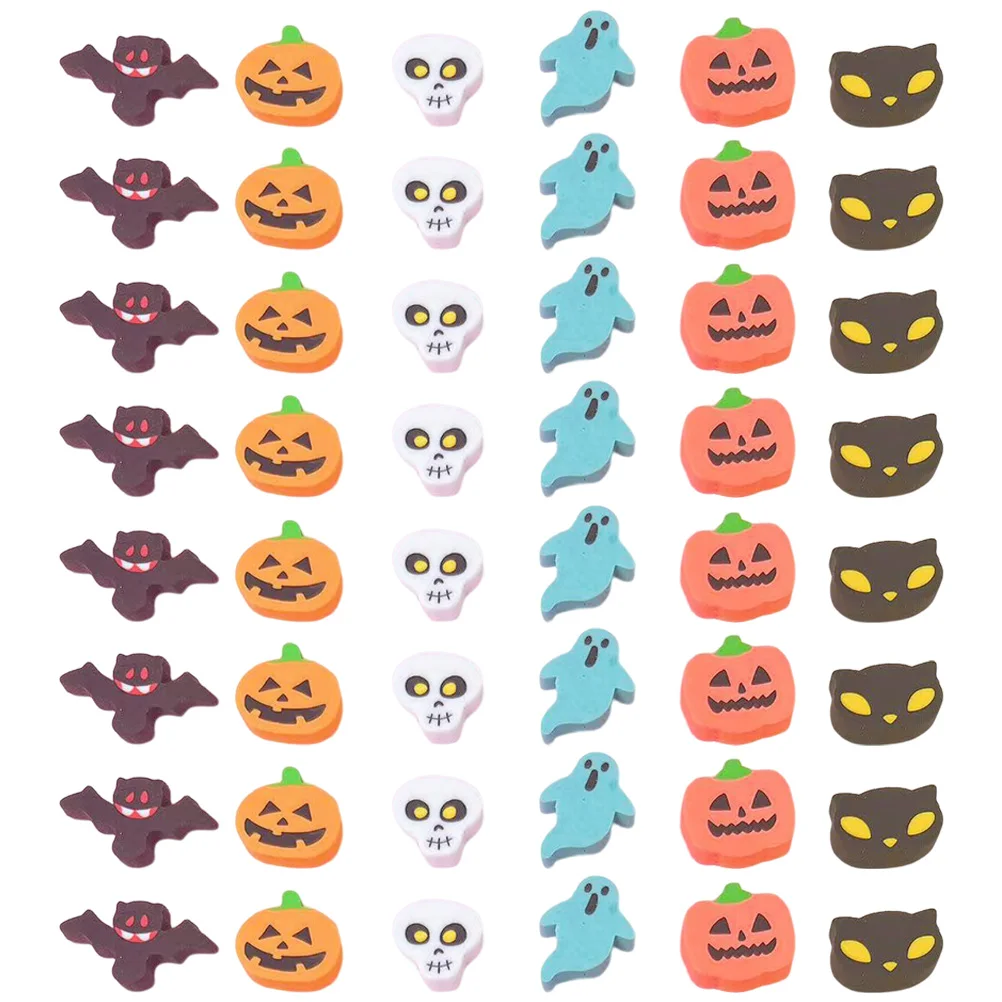 

100pcs Halloween Party Favors Cartoon Erasers Party Supply Mixed Style Cartoon Mini Pencil Eraser Children'S School Stationery