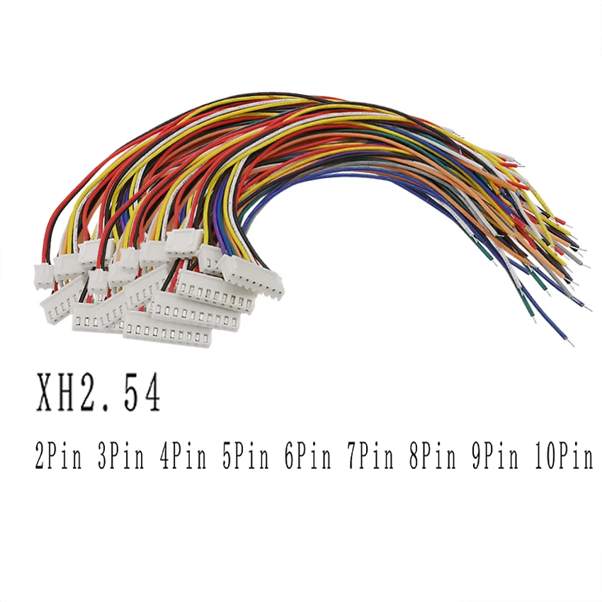 100Pcs/Lot JST XH 2.54 2.54mm Pitch 2P 3P 4P 5P 6P 7P 8P 9P 10Pin Female Plug Terminal Cable Connector 26AWG 300mm Wires