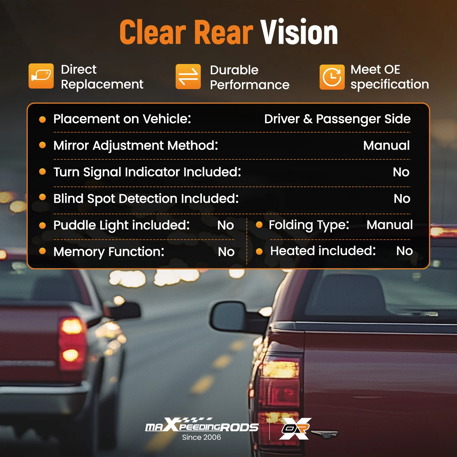 

Ручное складное боковое зеркало для Chevrolet C1500 Blazer 88-00 GM1321123 Левое/Правое