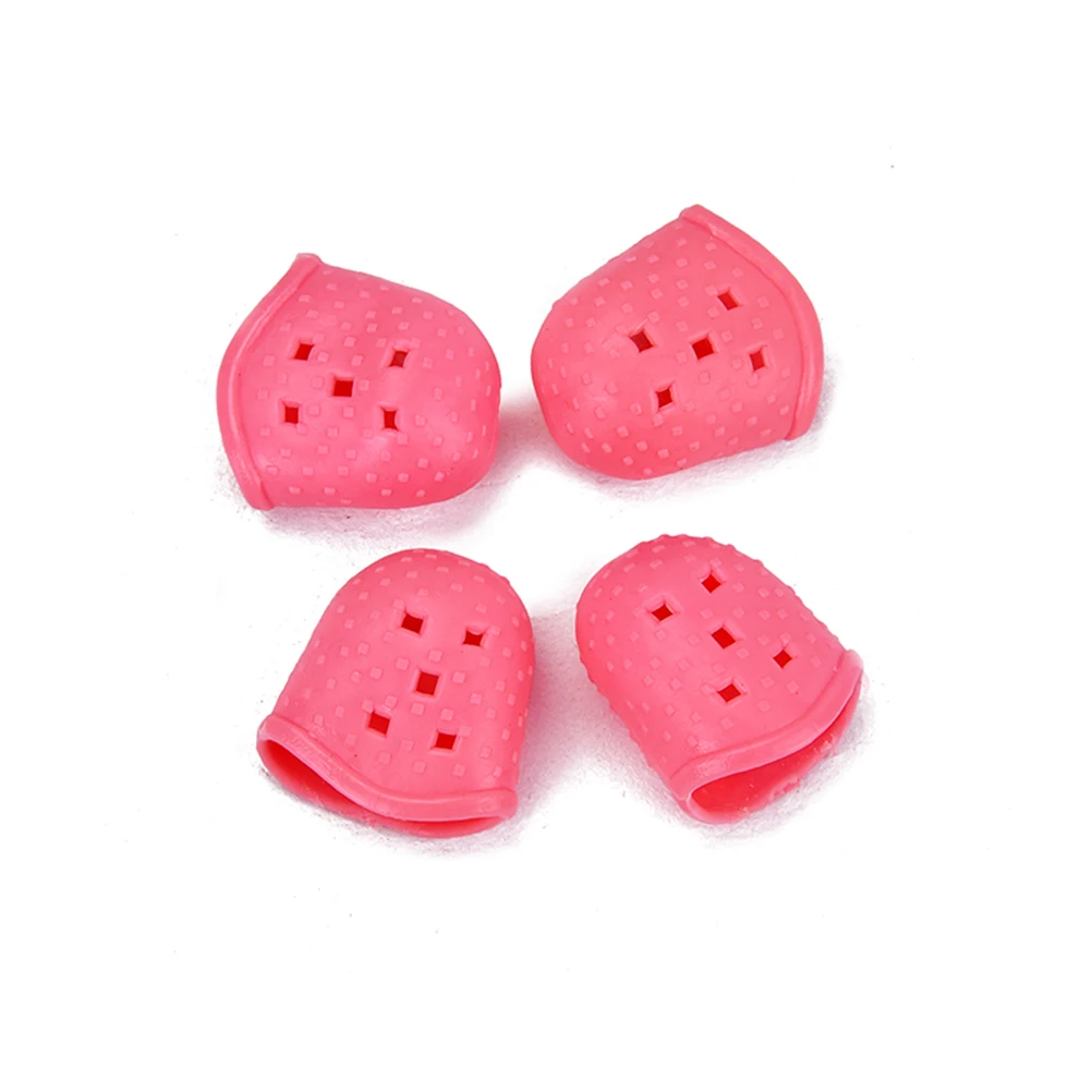 

4 Pcs Silicone Finger Cot Pink Guitar Covers Guards Caps Thumb Fingertip Protectors Office