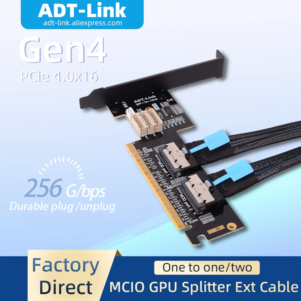 ADT-Link  PCIE4.0 Split Adapter Card MCIO Graphics Card 256G/bps Supports One to Two SFF-TA-1016 Gaming PC Accessories