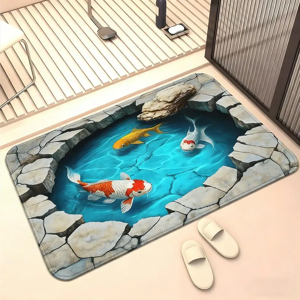 Fish Trap Mat Summer Carpet Entrance Door 3D Visual Floor Mat Bathroom And Toilet Door Mat Non-slip Rug Home Decoration Rugs