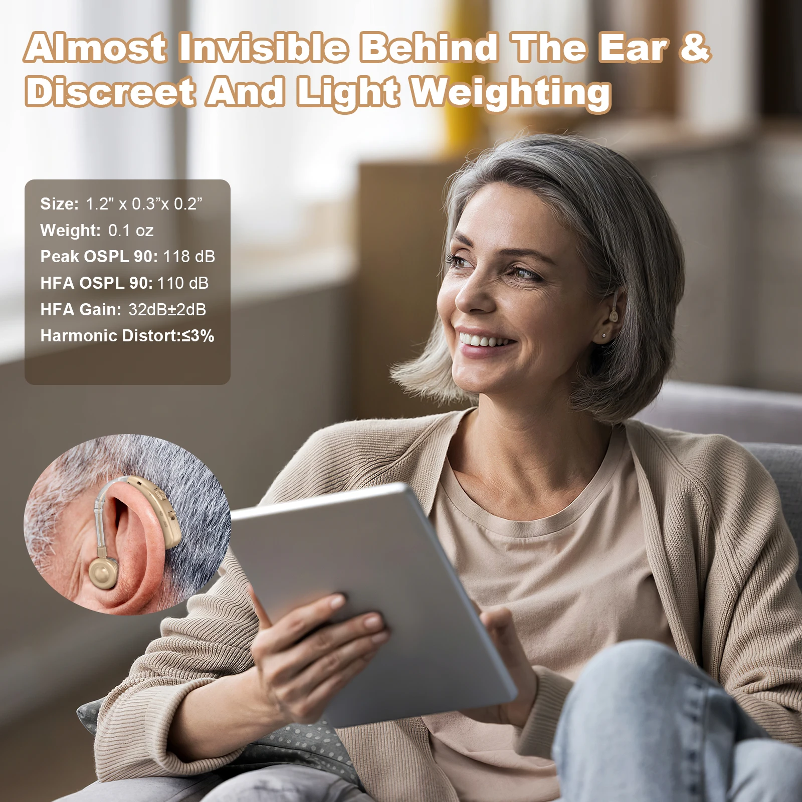 Rechargeable Sound Amplifier Severe Hearing Aid For Deaf People Rechargeable BTE  Hearing Aid For The Deaf People