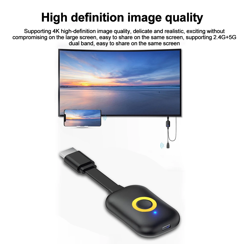 2.4G/5G Wireless WiFi Display TV Dongle Receiver HDMI Adapter 4K Display Dongle Mirascreen TV Stick for For Android IOS to TV