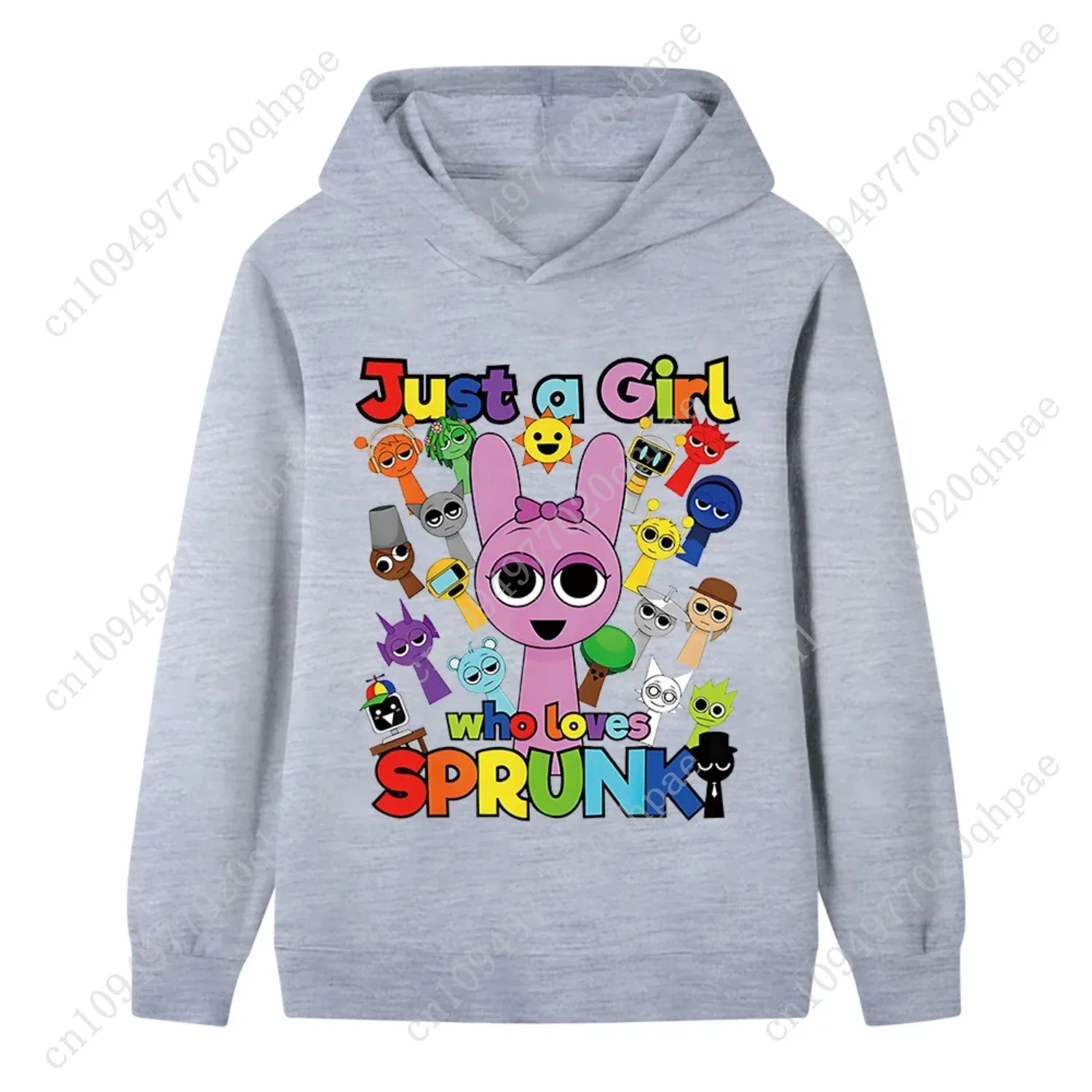 Cartoon fun Sprunki print children's hoodie boys and girls autumn and winter casual comfortable soft pullover hooded sweatshirt