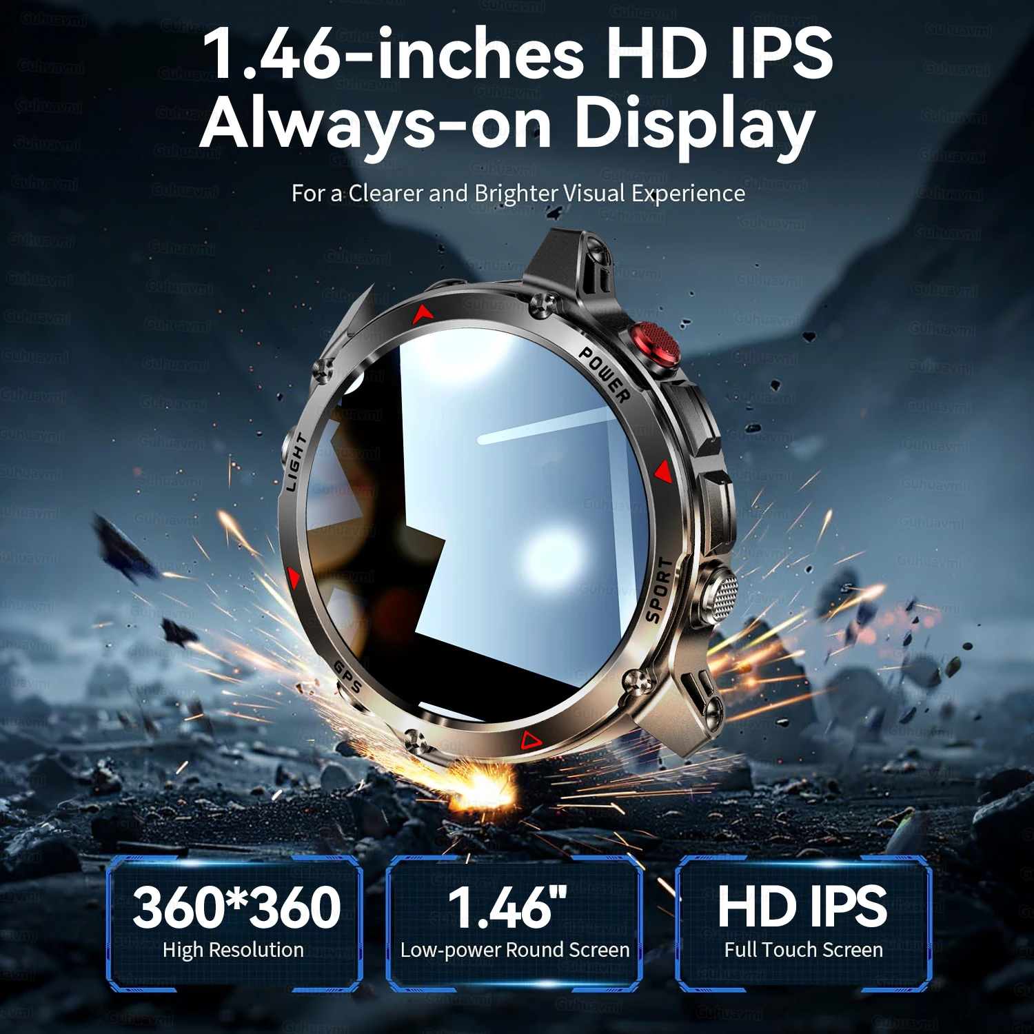2025 New Outdoors Sports Military GPS Smart Watch 3ATM Waterproof Built-in Dual-Band GPS Compass Altimeter Swimming Smartwatches - Image 5