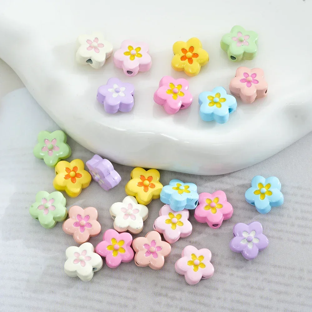 5pcs Metals Colorful Flower Beads For DIY Jewelry Making Bracelet Necklace DIY Decorations Keychain Hair Women Accessories