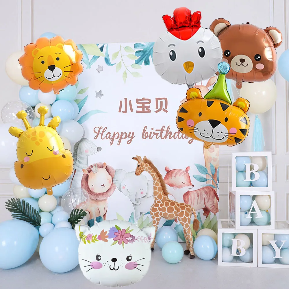 Jungle Birthday Party Decorations Safari Animal Foil Ballonns For Kids Farm Theme Party Supplies Zoo Baby Shower Decos Baloons