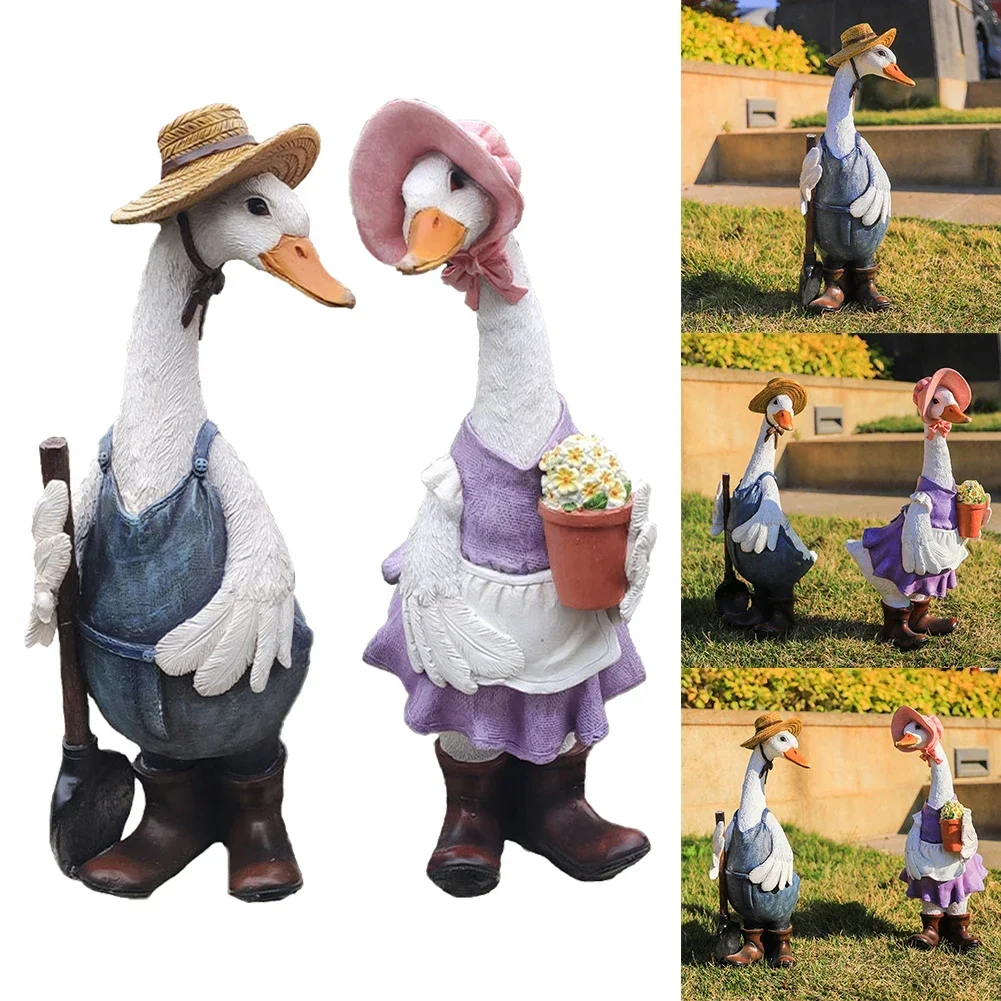 

Lively Duck Couple Figurines for Outdoor Decoration Handcrafted Resin Designs to Enrich Your Garden Experience