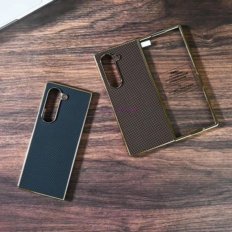 حافظة كيفلر لهاتف سامسونج جالاكسي Z فولد 7 مطلية بالكهرباء من ألياف الكربون مع واقي من الزجاج المقسى رفيع للغاية وخفيف الوزن #6