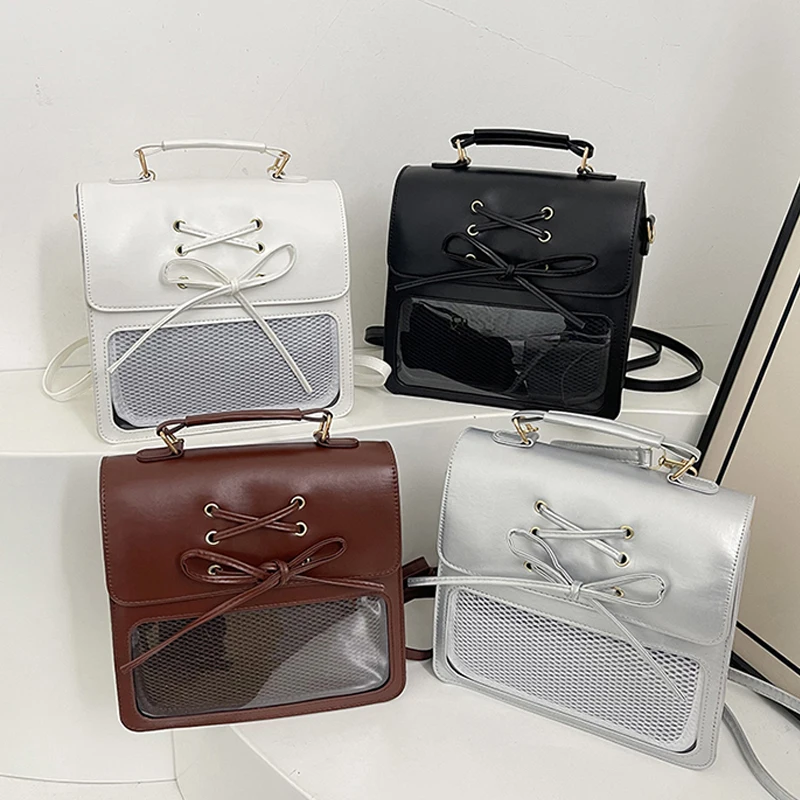 Japanese Fashion Lolita Girls PU Leather Backpack Y2K Pin Display Ita Backpacks Luxury Women Small Shoulder Bag Rucksack