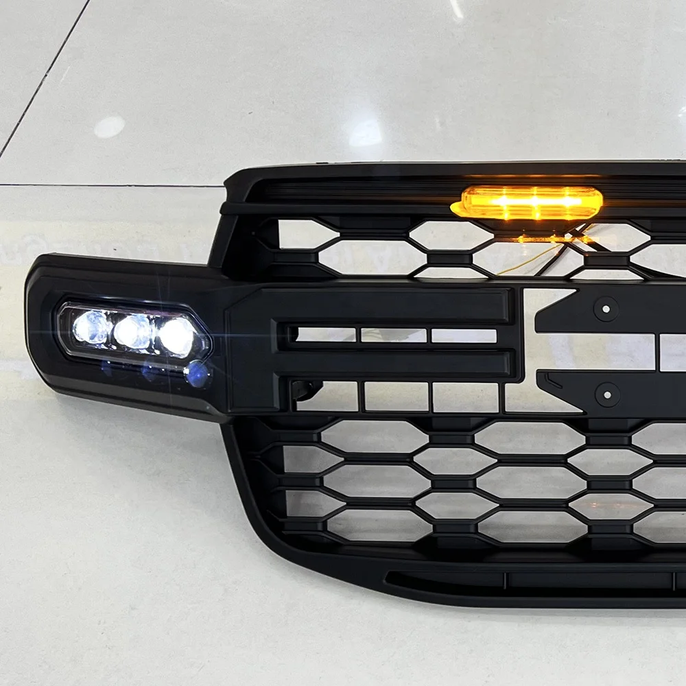 Stormtrak Design Raptors Style Side LED Light Car Grille for Ford Ranger Wildtrak T9 2022 2023 2024 ABS Plastic Front Grill