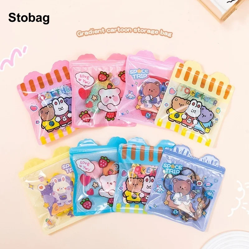 

StoBag 100pcs Cartoon Laser Candy Snack Ziplock Bags Gift Packaging Kids Cute Small Plastic Sealed Food Storage Pouches Pocket