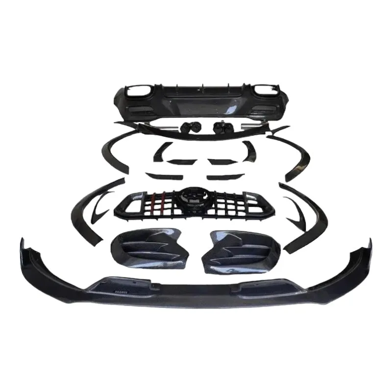 B نمط ألياف الكربون بوديكيت الجبهة شفة ممتصة للصدمات الخلفية الجانب التنانير الجناح غطاء مرآة مصبغة لمرسيدس W167 GLE 350/450/580/53/63s