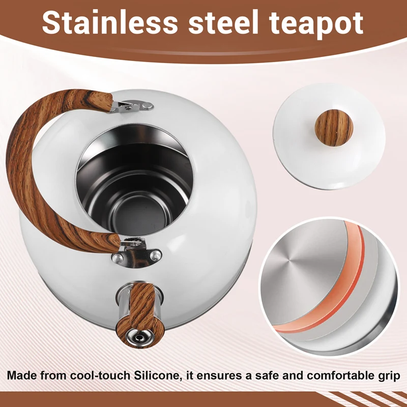 3 L Tea Kettle Stovetop Whistling Stovetop Tea Kettle for Stove Top,with Handle-ABHG view 5