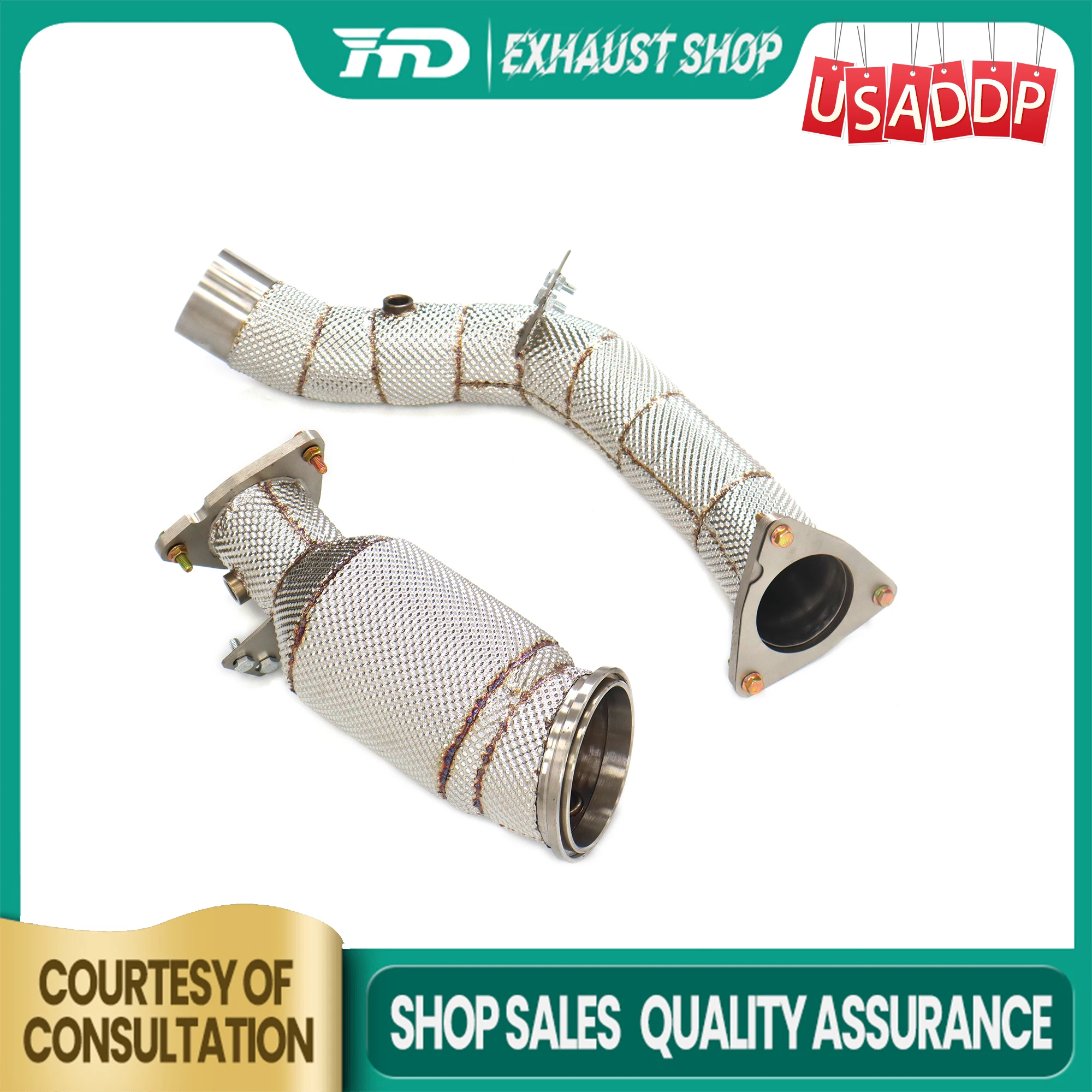 

HMD Downpipe and Resonant Tube for Range Rover Sport 3.0T with Heat shield High flow performance Exhaust system SS304 for car