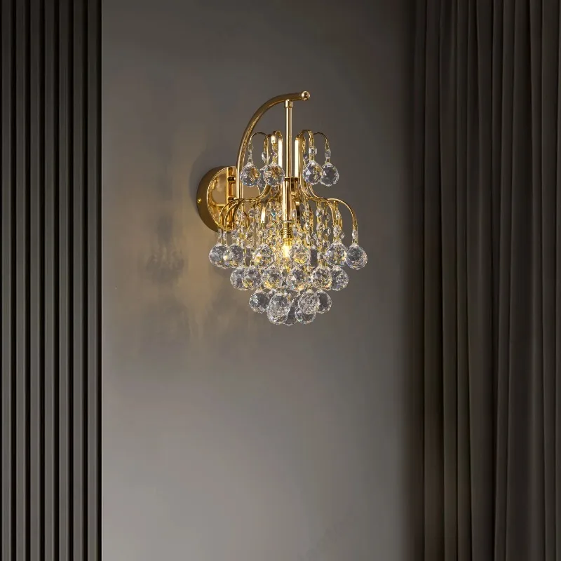 Europäische Moderne Minimalistische LED-Kristall-Wandleuchte Innenbeleuchtung für Wohnzimmer Esszimmer Schlafzimmer Nachttisch