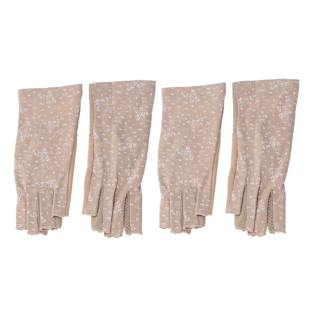 2Pairs Sun-Proof Half Finger Riding Gloves Durable Breathable Gloves for Driving Hiking Outdoor Sports Riding Accessory