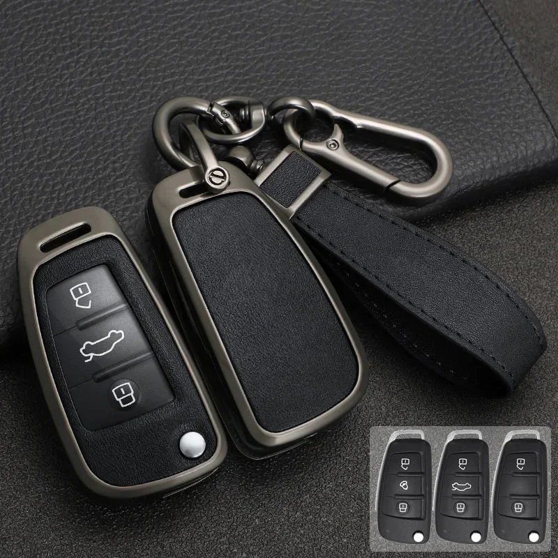 

Zinc Alloy+ Leather Car Key Case Cover for Audi A1 A3 A4 8P 8L 8V A5 B6 B7 A6 A7 C5 C6 Q3 Q5 Q7 4F S3 S4 S6 RS3 TT Shell Fob