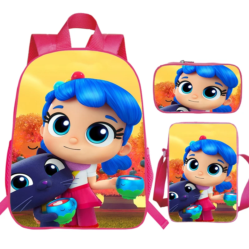 Mochila con estampado 3D True and the Rainbow Kingdom para niñas, Juego de 3 piezas, gran capacidad, color rosa, mochilas escolares de Anime