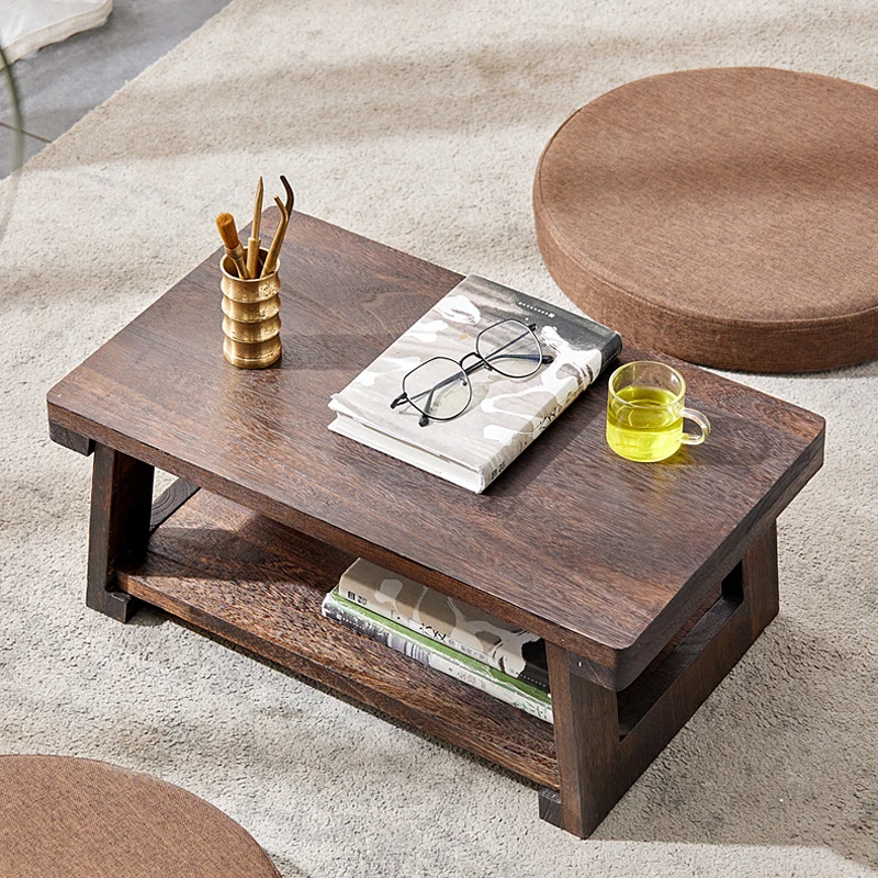 

Solid Wood Tatami Small Tea Table, Japanese Household Folding Console Tables, Balcony Table Bay Window Small Coffee Table