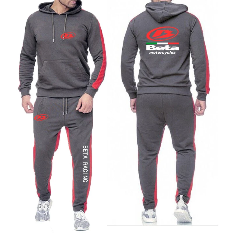 2024 Men Beta Racing Motocross Motorcycle Print Classic New Sweatshirt Hoodie Set Casual Cotton Solid Color Decal Pullover Suit