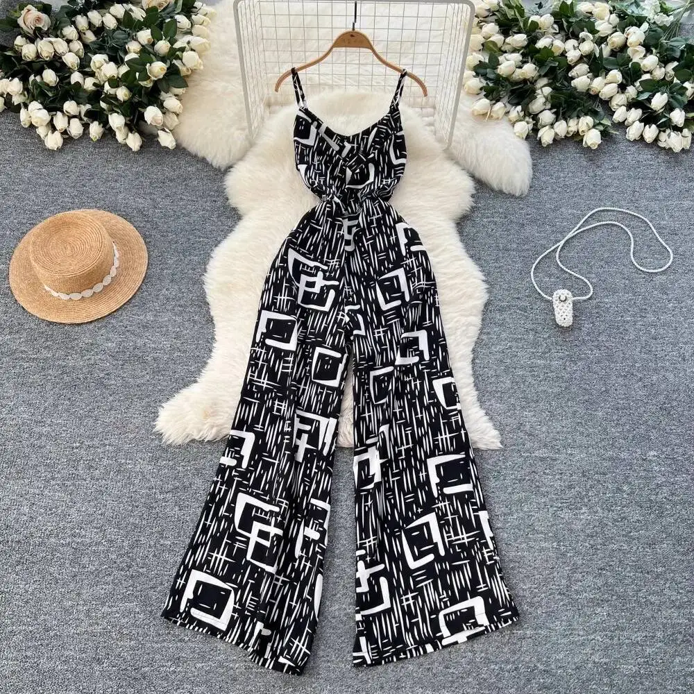 Commuter Holidays 2025 ฤดูร้อนJumpsuit Light RipeลมลดอายุสลิงSlimบอดี้สูทพิมพ์สบายๆเซ็กซี่Elegant Romper