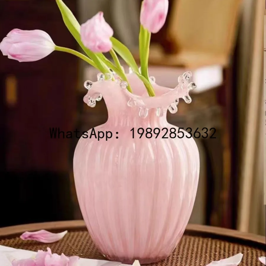 CZ  Vintage Fenton Gift Home Glass Cream Vase Flower Arrangement Vase Ornament Internet Celebrity Creative Flower Arrangement