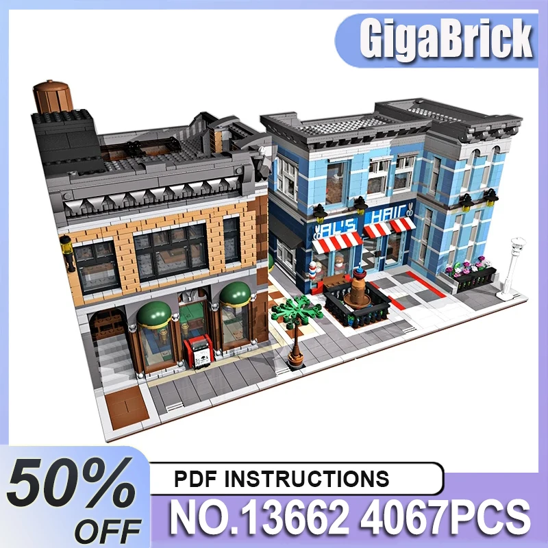 

Vintage New MOC-13662 Detective's Neighbourhood Compatible 10246 Modular Building Blocks Bricks Puzzle DIY Toy Birthday Gifts