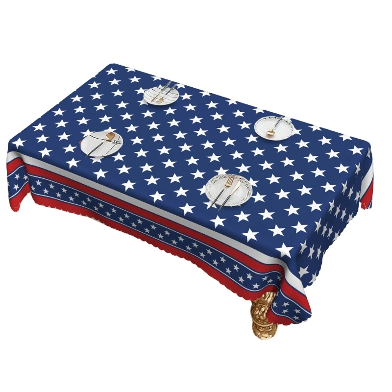 

Memorial Day Celebration Tablecloth Stars And Stripe Kitchen Dining Table Cover