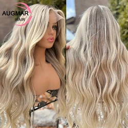 13x4 Ash Blonde Highlight Wig Human Hair Glueless 360 Body Wave Lace Front Wig Pre Plucked Transparent 13x6 HD Lace Frontal Wig