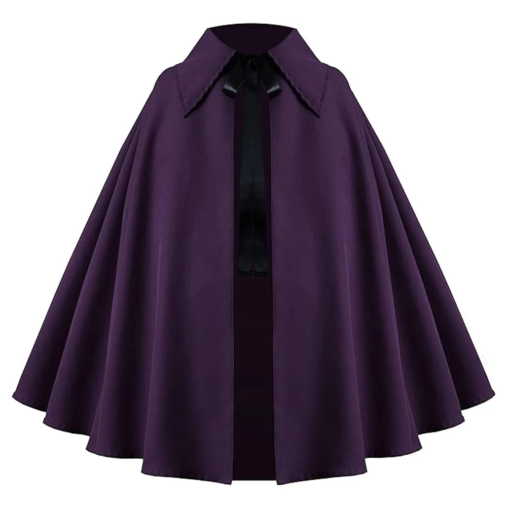 Women Renaissance Costume Medival Halloween Short Steampunk Velvet Cape Gothic Witch Wizards Hooded Cloak