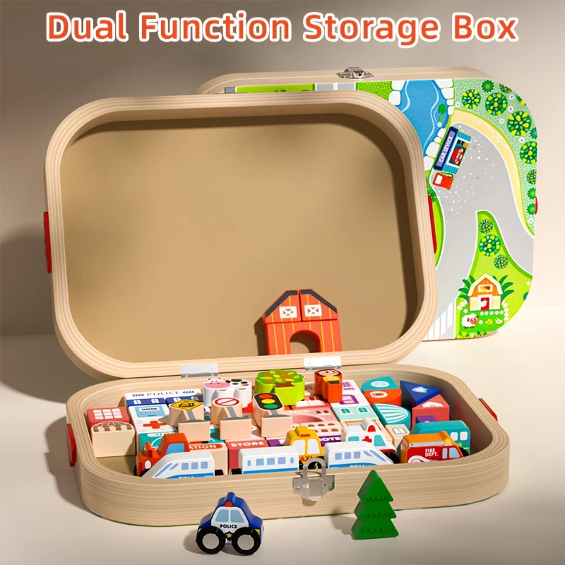 أطفال اللبنات الخشبية مجموعات بناء البناء مدينة اللبنات التراص كتل ألعاب تعليمية للبنين بنات