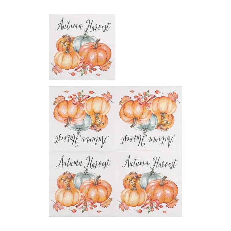 10/20pcs 33cm 2Ply Thanksgiving Pumpkin Colourful Paper Napkins Party Napkins Decorative Paper Placemats Butterfly Bartlet Paper