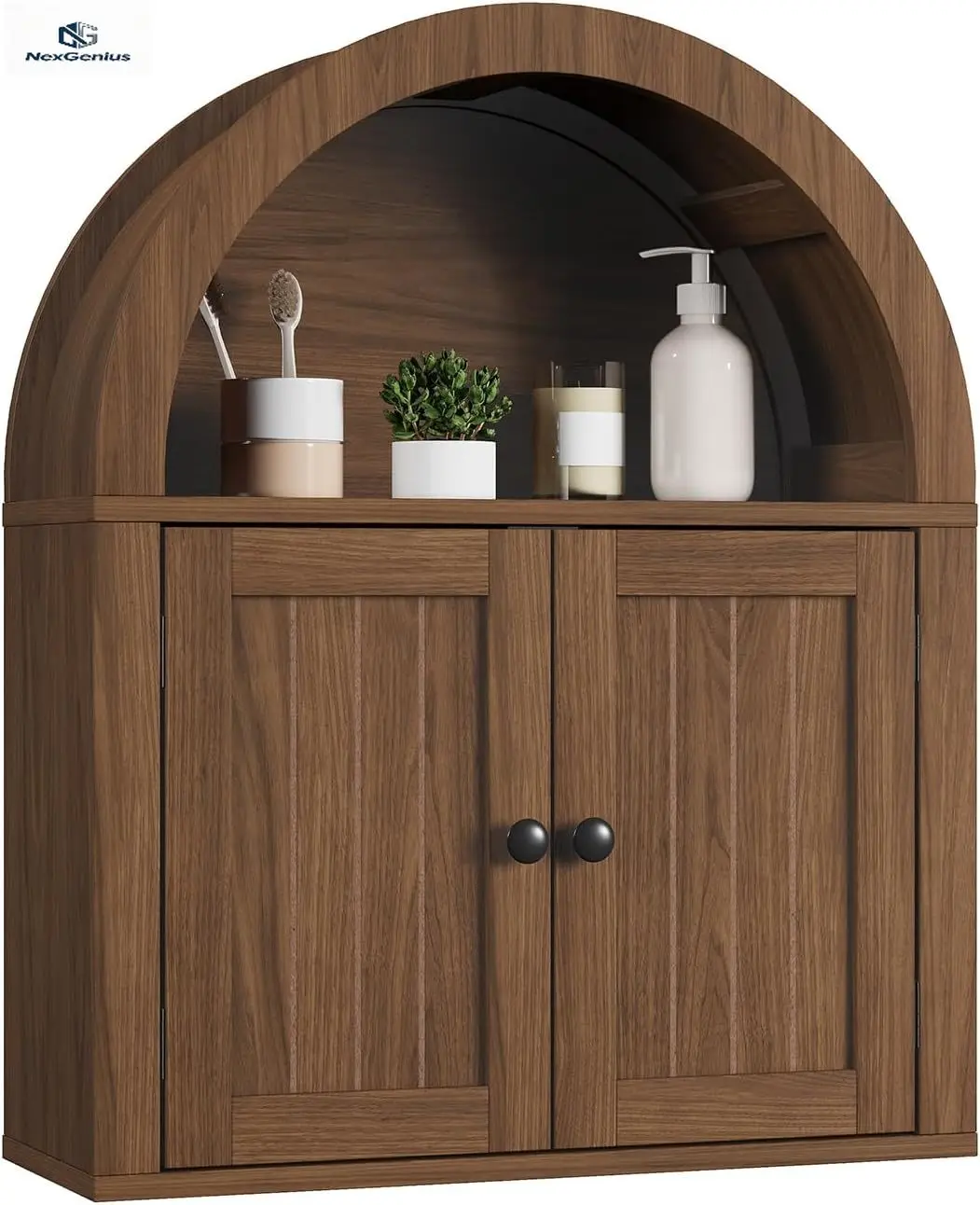 

Навесной арочный деревянный шкаф для хранения из орехового дерева для ванной, кухни, гостиной, прихожей