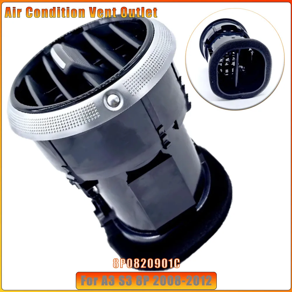 1pc Black Car Front Dashboard Air Condition Vent Outlet for A3 S3 8P 2008-2012 8P0820901C Replacement Air Vent Lnstrument
