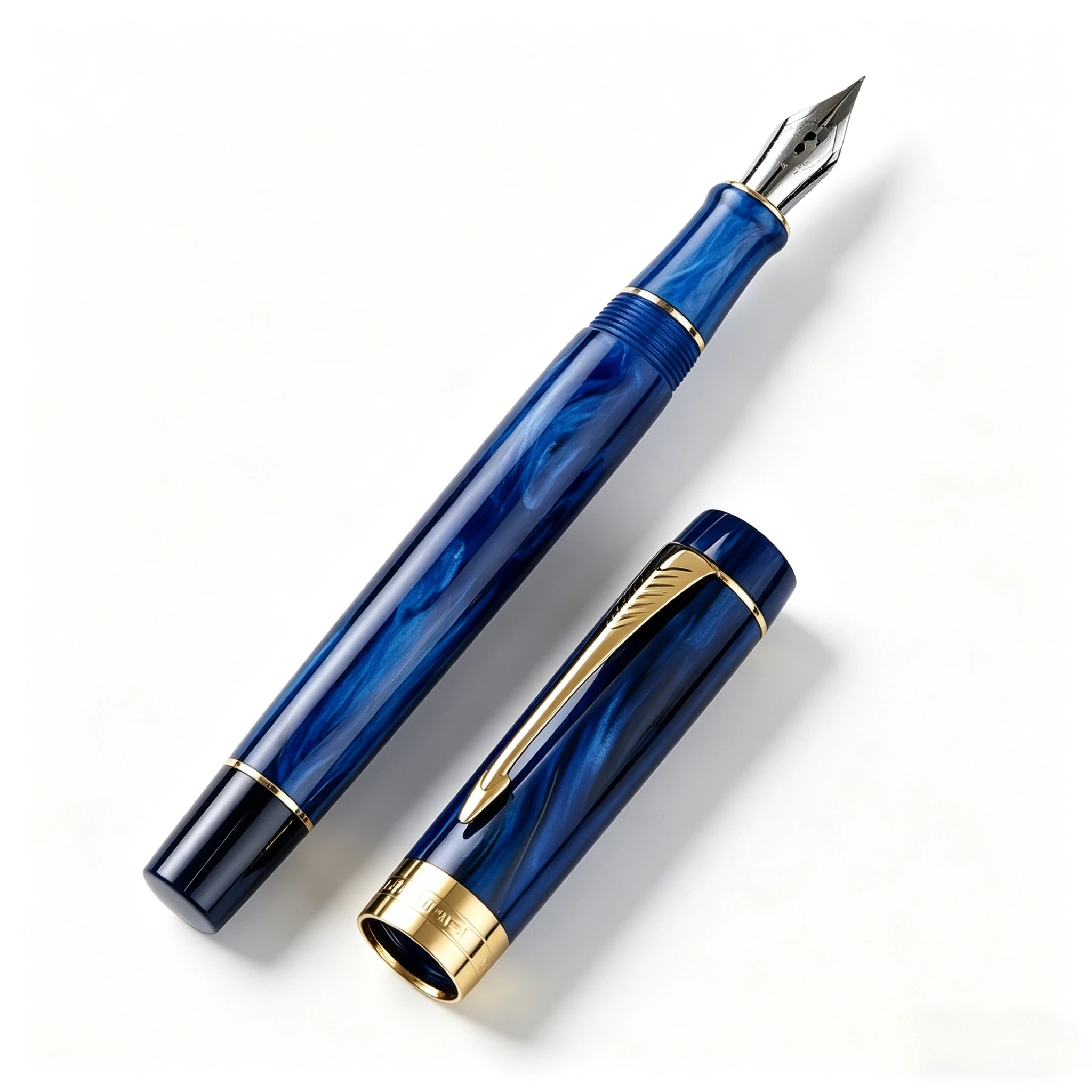 BALAOYE Double-layer Armor Long Knife Nib Fountain Pen Jinhao No.6 1.0/3.0mm Fish Scale Tip Handmade Ink Pen Unique Stationery