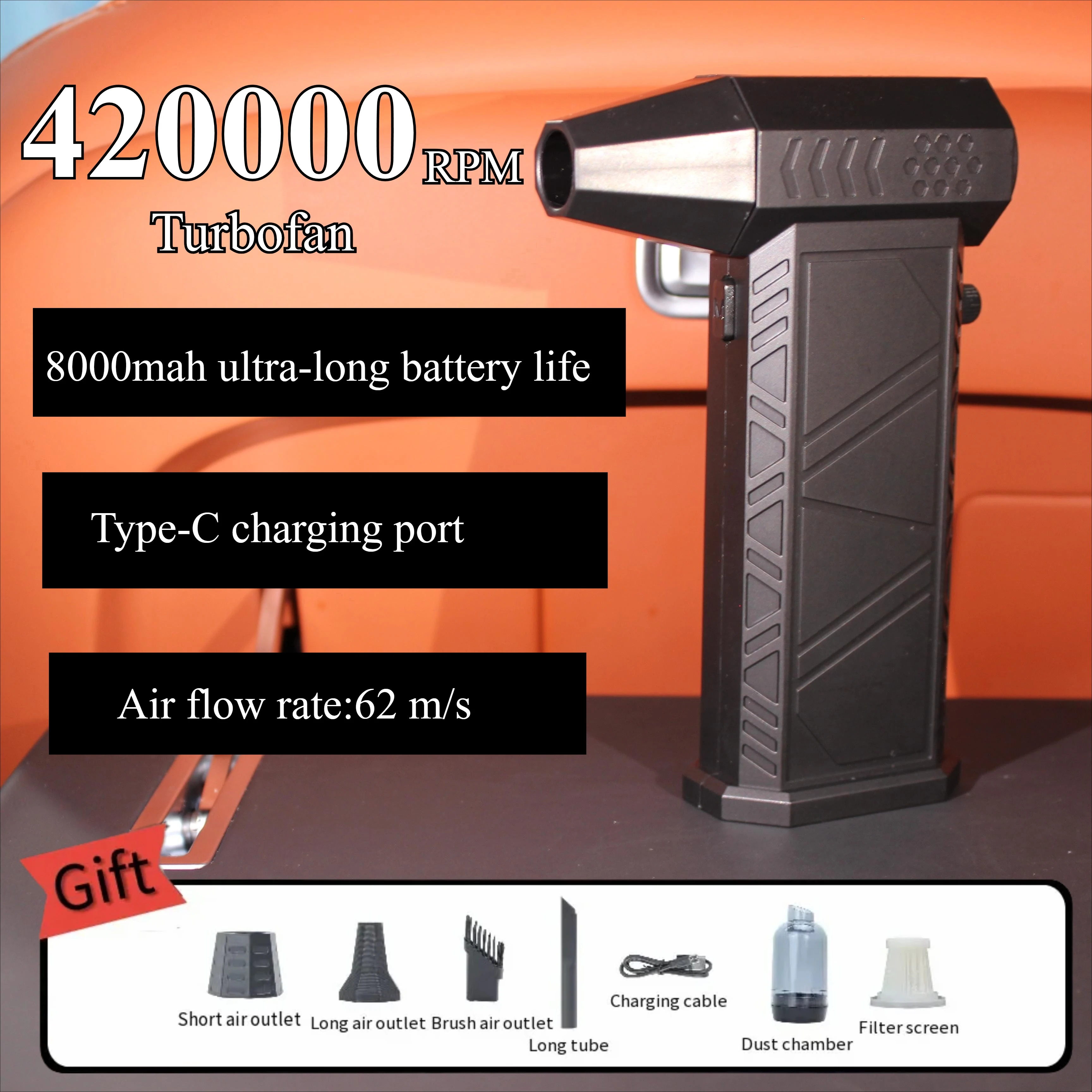 420,000 RPM powerful outdoor hand-held fan industrial dust blower snow blower dust Outdoor high-speed turbine violent fan