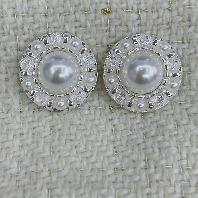 6 stücke 18/23mm Luxus Perle Einstellung Tasten DIY Runde Metall Knöpfe Handgenähte Knöpfe Mantel Kleid Kleidung zubehör 2025 Neue – Detail 7