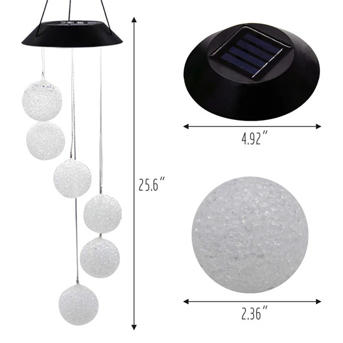 AEE6-Solar Ball Light LED Colour Changing Garden Yard Hanging Decoration Light Outdoor Powered Wind Chime Waterproof Lamps
