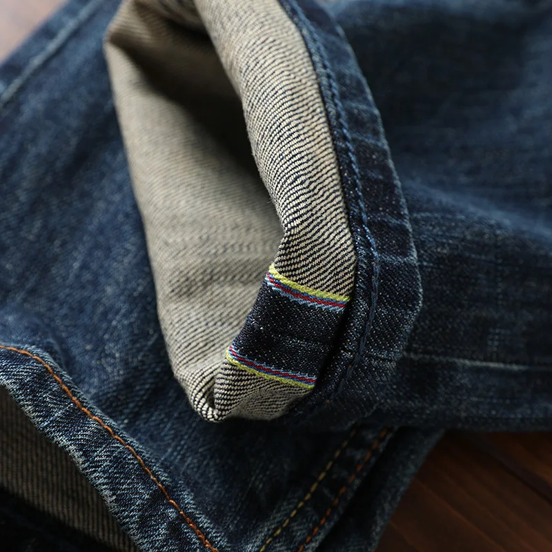 2025 jeans men's red ear denim trendy embroidery print elastic slim fit small straight tube high-end casual pants - Image 5